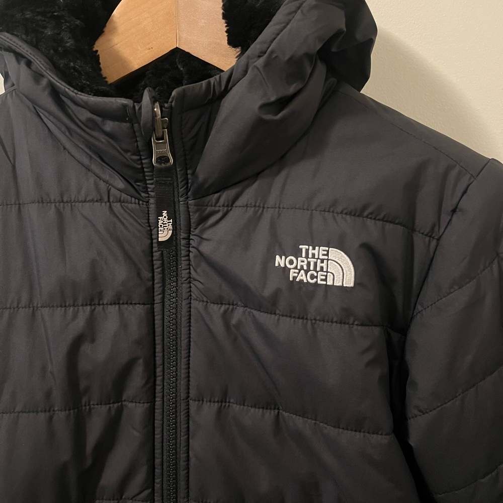 Girls 14/16 long reversible plush North Face winter jacket